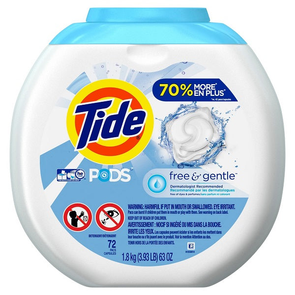 Tide Liquid Pods Free & Gentle - 72ct/4pk