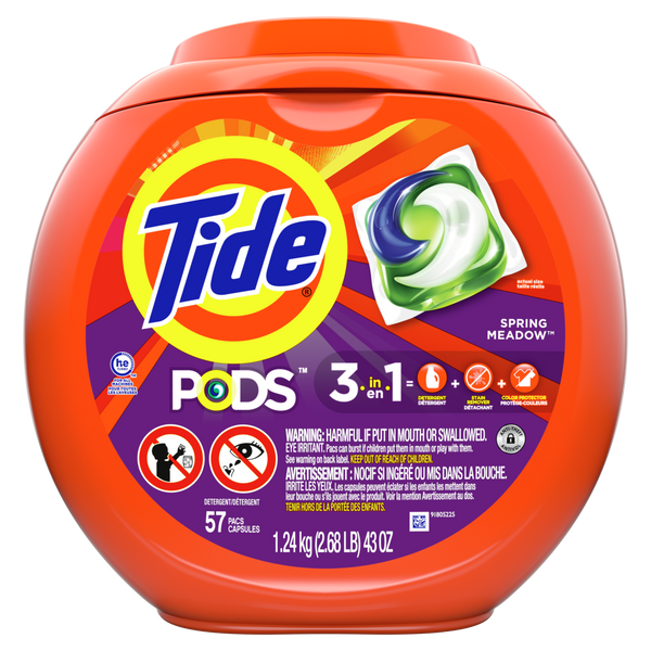 Tide PODS Liquid Laundry Detergent Pacs, Spring Meadow - 57ct/4pk