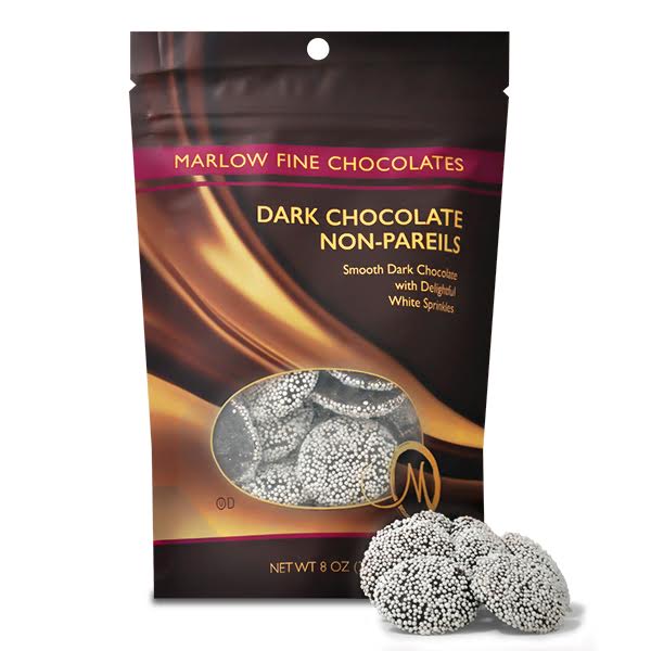 Marlow Fine Chocoates Dark Chocolate Non - Pareils w/ White Sprinkles - 8oz/12pk