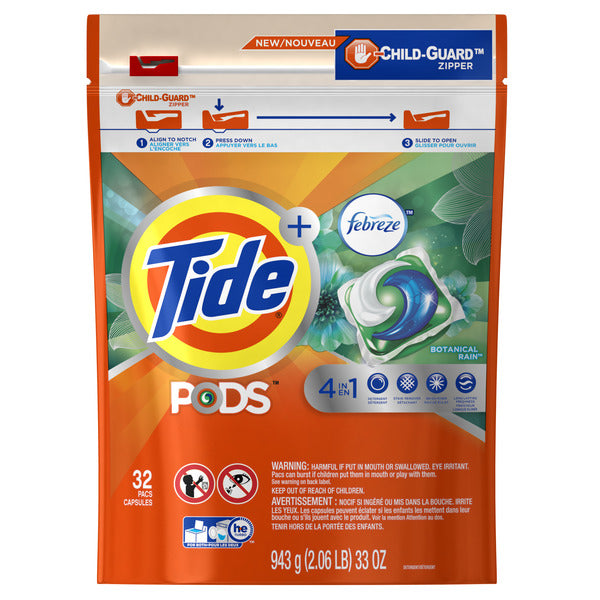 Tide LQ PODS WFF BOTANICAL RAIN - 32ct/4pk